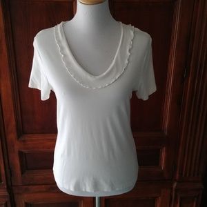 Liz Claiborne White Scoop Neckline Top M